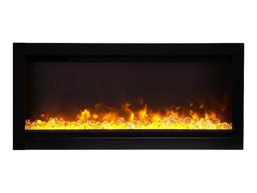 Amantii Symmetry 60-in Basic Built-In Electric Fireplace w/ Black Steel Surround