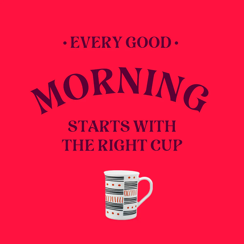 Larah by Borosil Doodle Mug Set, 350ml x 2