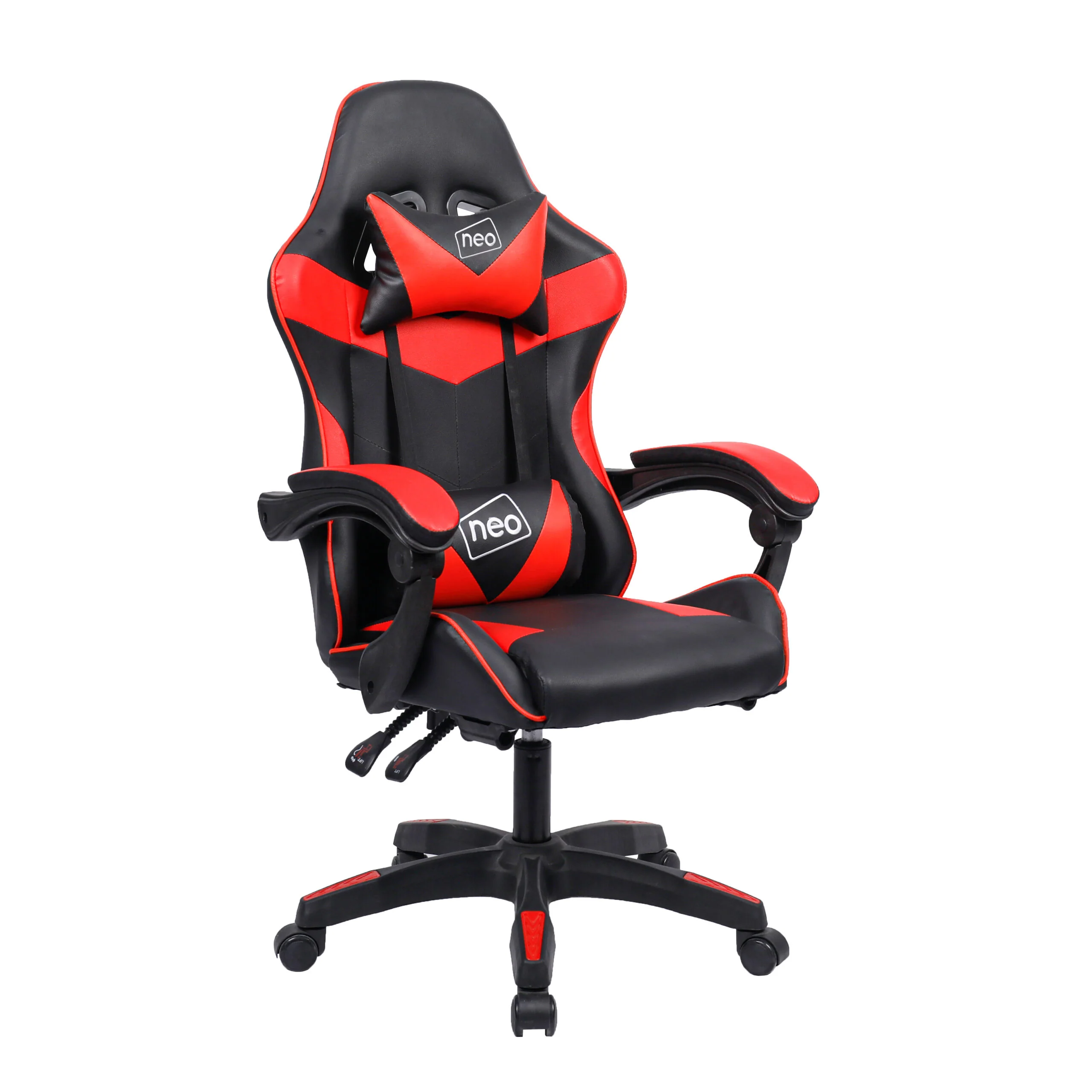 Neo Gaming Chair Red Leather with Footrest, Recliner Swivel