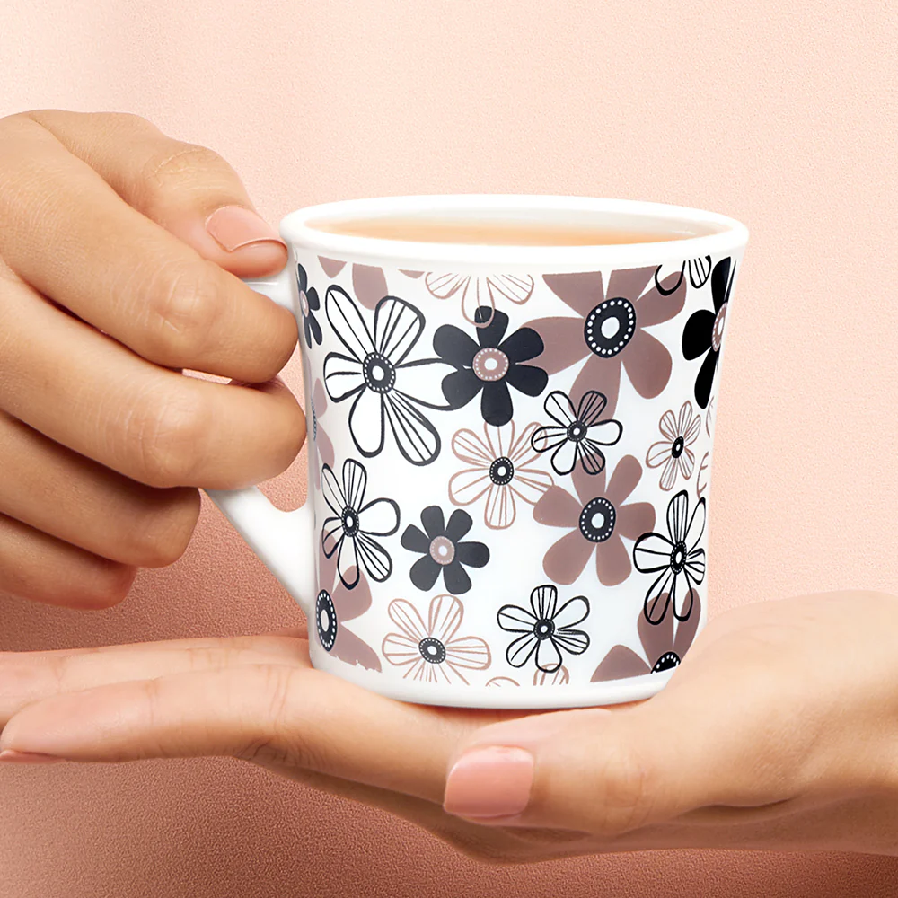 Larah by Borosil Crysta Macy Mug Set, 160ml x 6