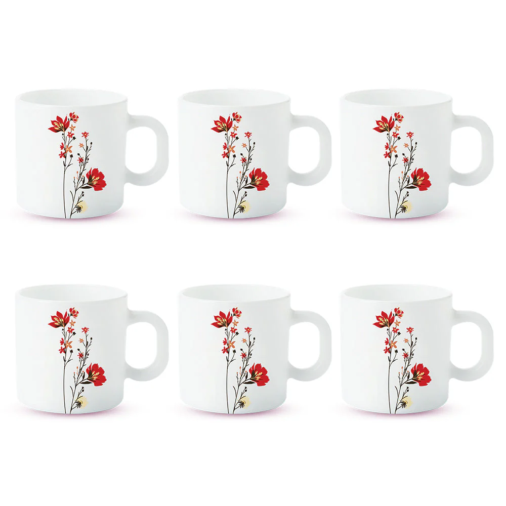 Larah by Borosil Chrys Red Mug Set, 240ml x 2