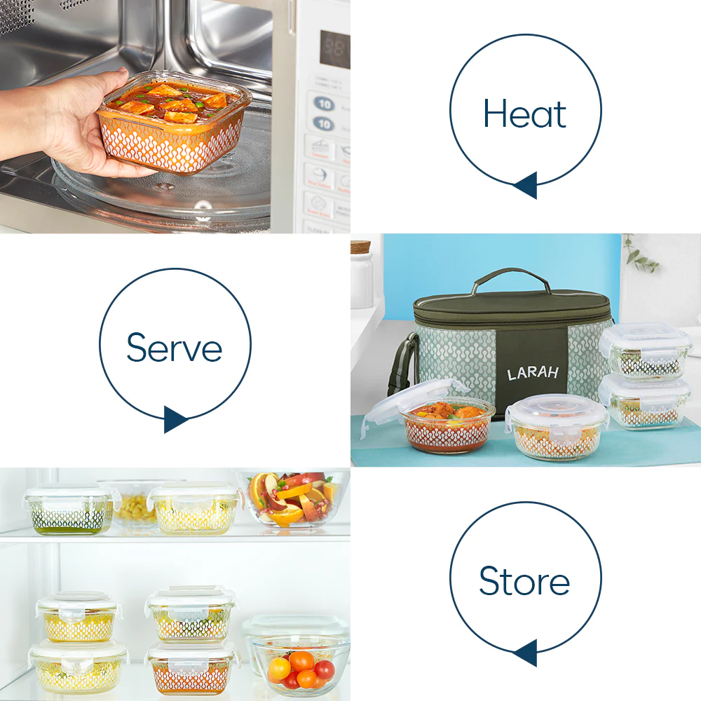 Larah Gracia Fusion Glass Lunchbox, Set of 4