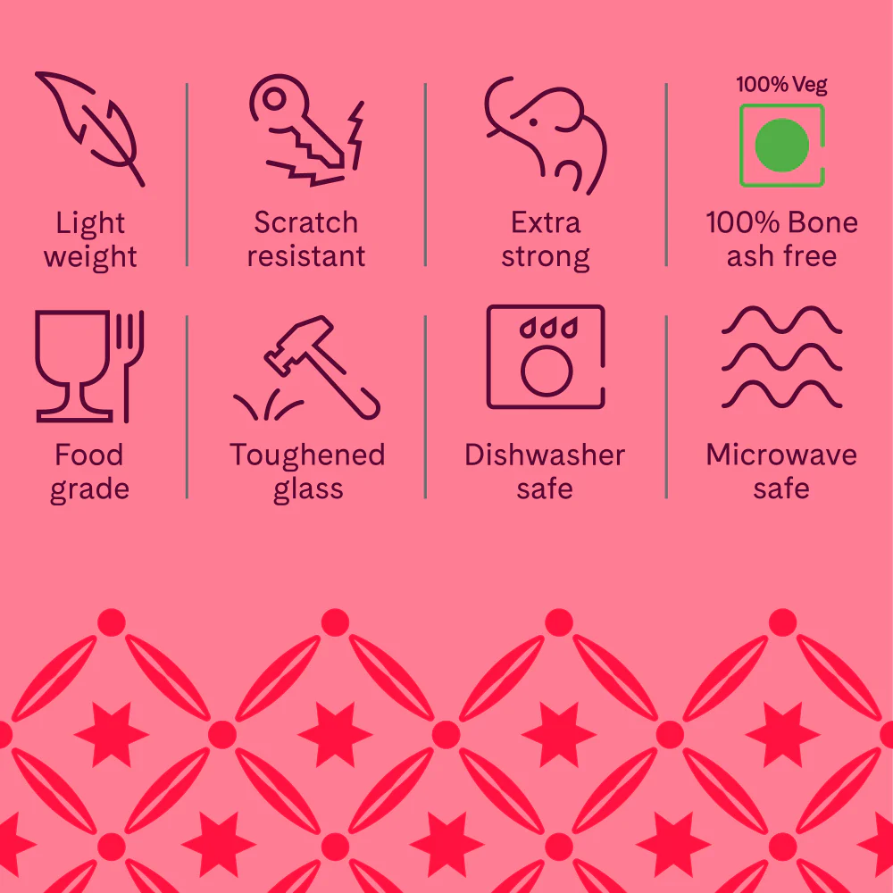 Larah by Borosil, Opalware, Microwave Safe, Red Mist Cup Set of 6, 90ml