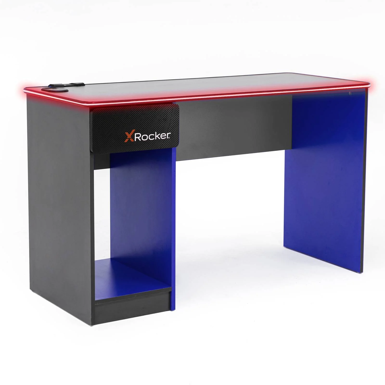 Carbon-Tek 120cm LED Gaming Desk with Wireless Charging - Grey / Blue RGB