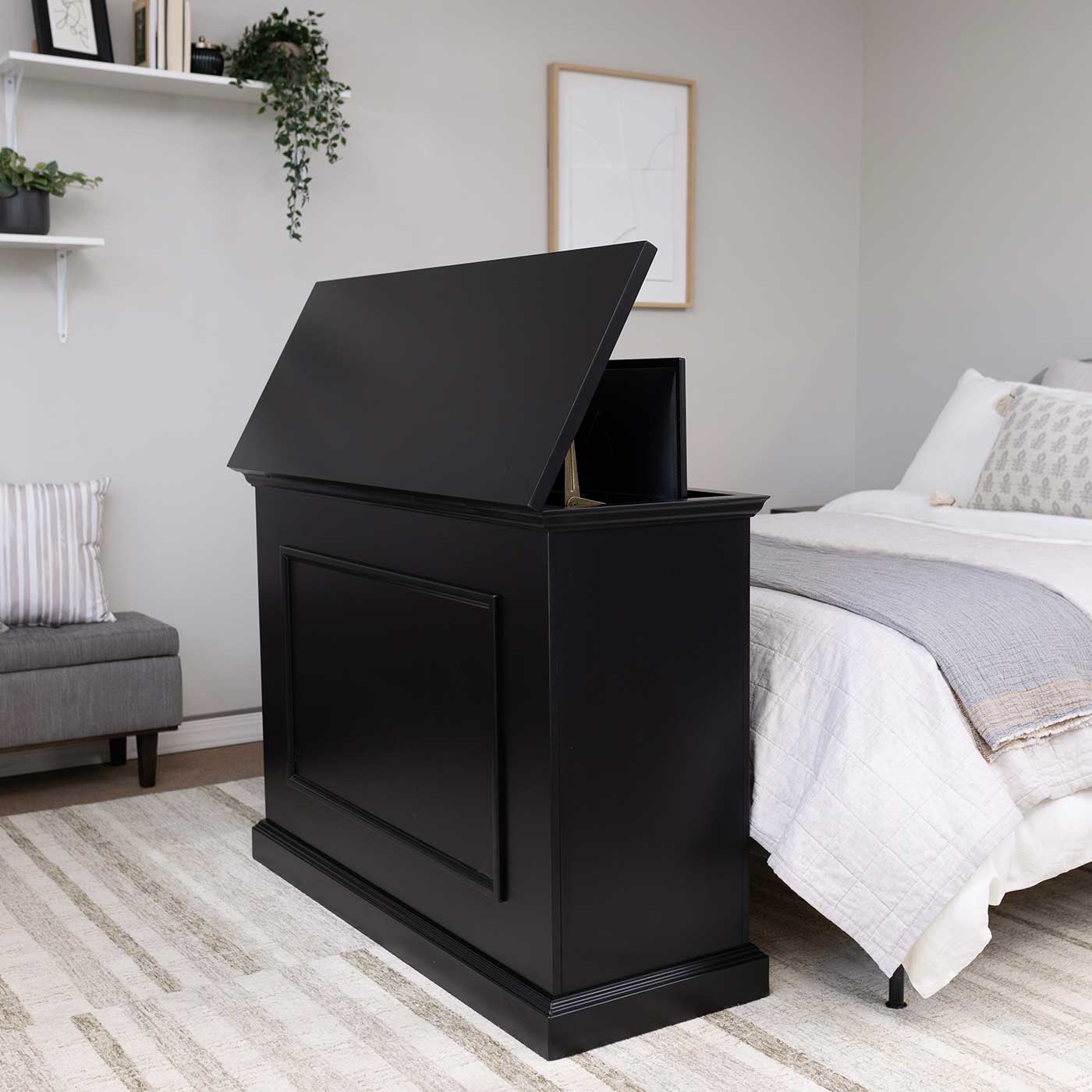 The Elevate 72011 Black Smart TV Lift Cabinet for 50 Inch Flat screen TVs