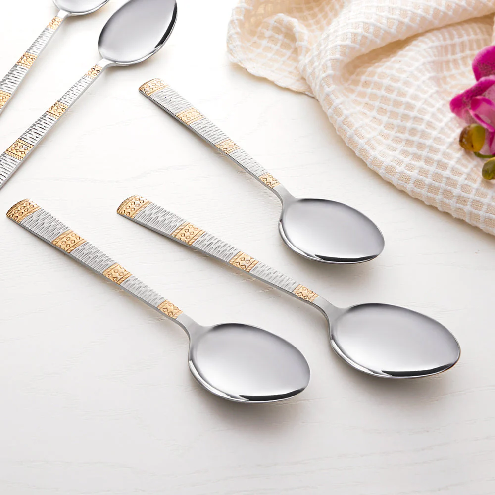 Borosil Gold Dinner Spoon, Set of 6-18.3 cm