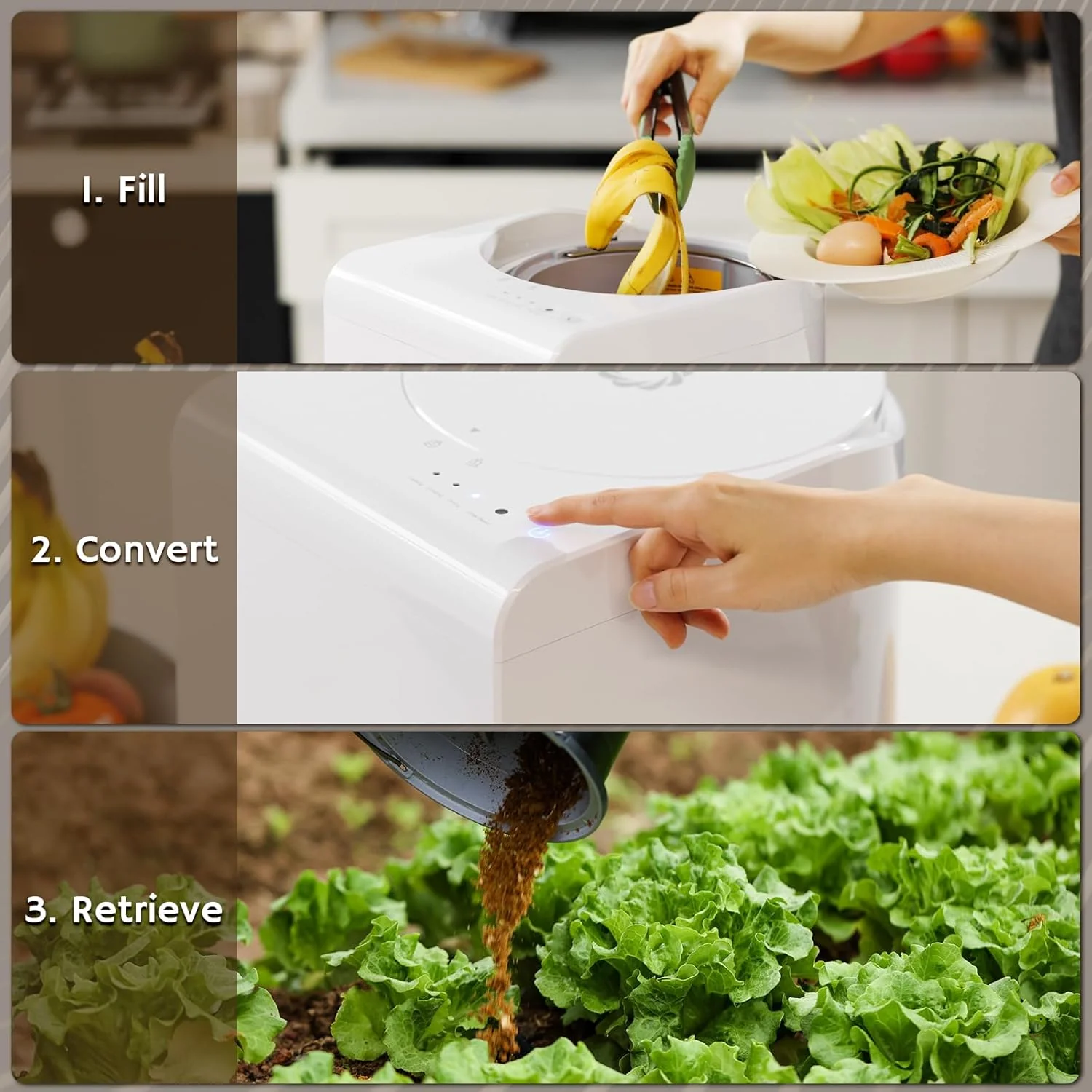 Electric Kitchen Composter, 2.5L Capacity, Turn Food Waste and Scraps into Dry Compost