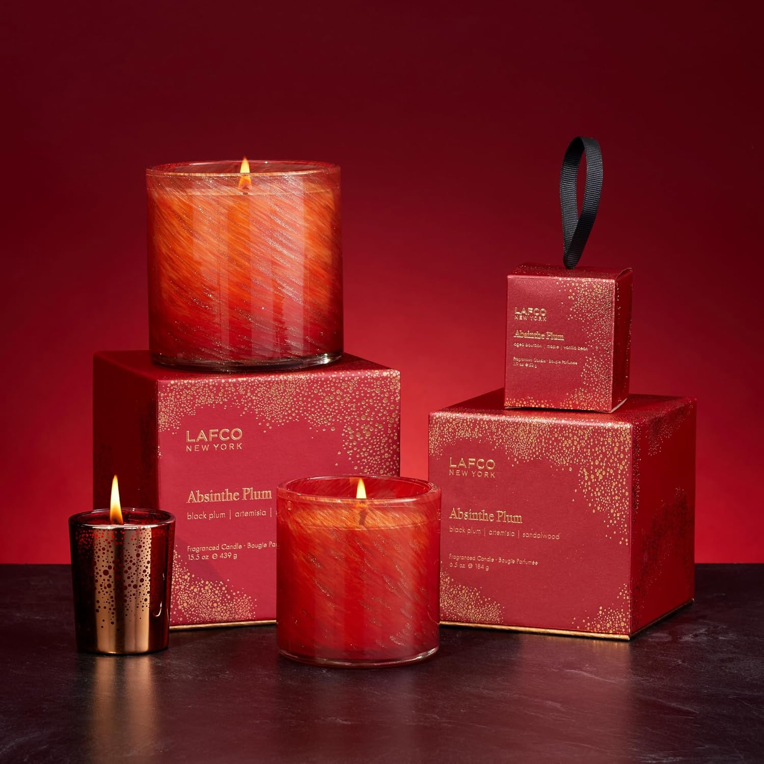 Holiday Candle, 15.5 oz - 90-Hour Burn Time - Reusable, Hand Blown Glass Vessel - Made in The USA