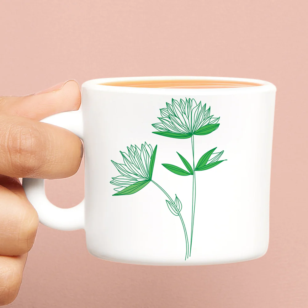 Larah by Borosil Green Lily Mug Set, 100ml x 6