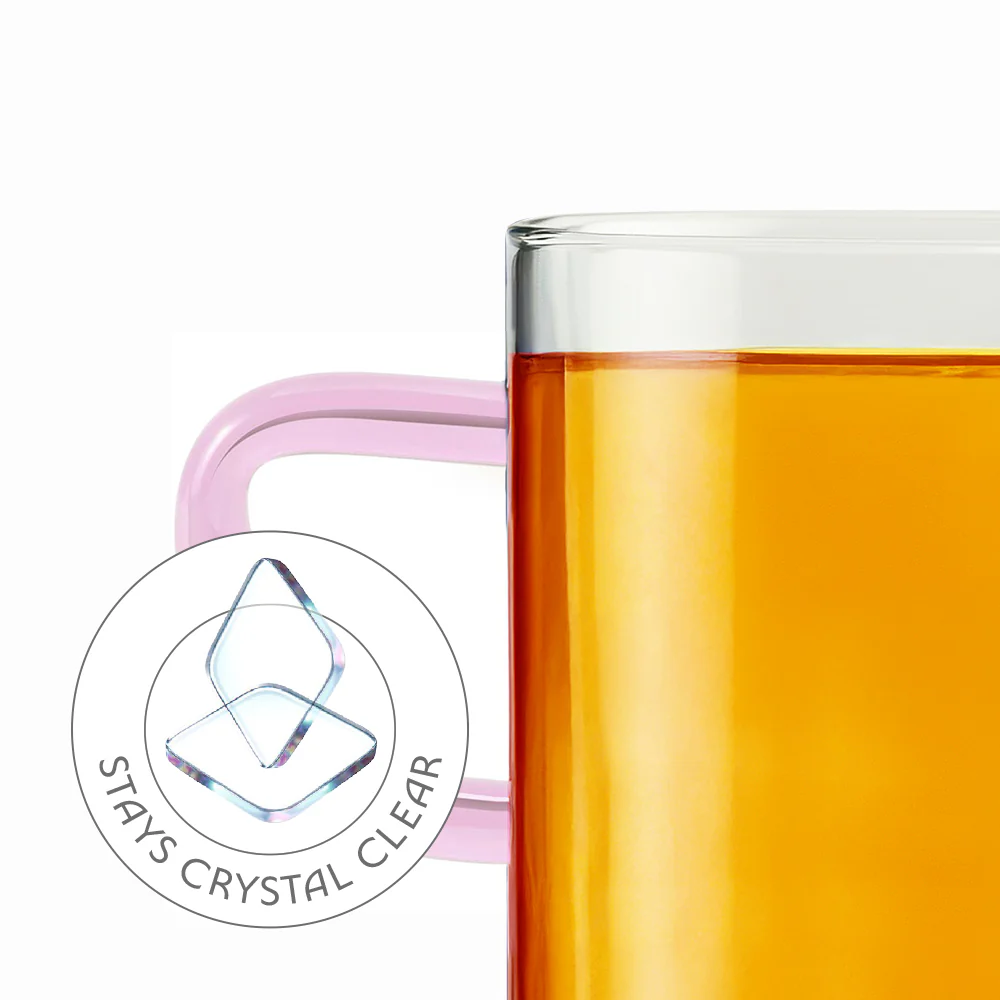 Borosil Pink Vision Classic Mug Set, 190ml x 6