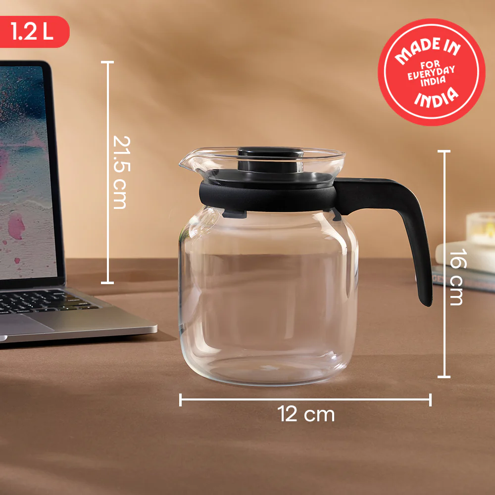 Borosil Carafe w Inbuilt Strainer, 1.2L