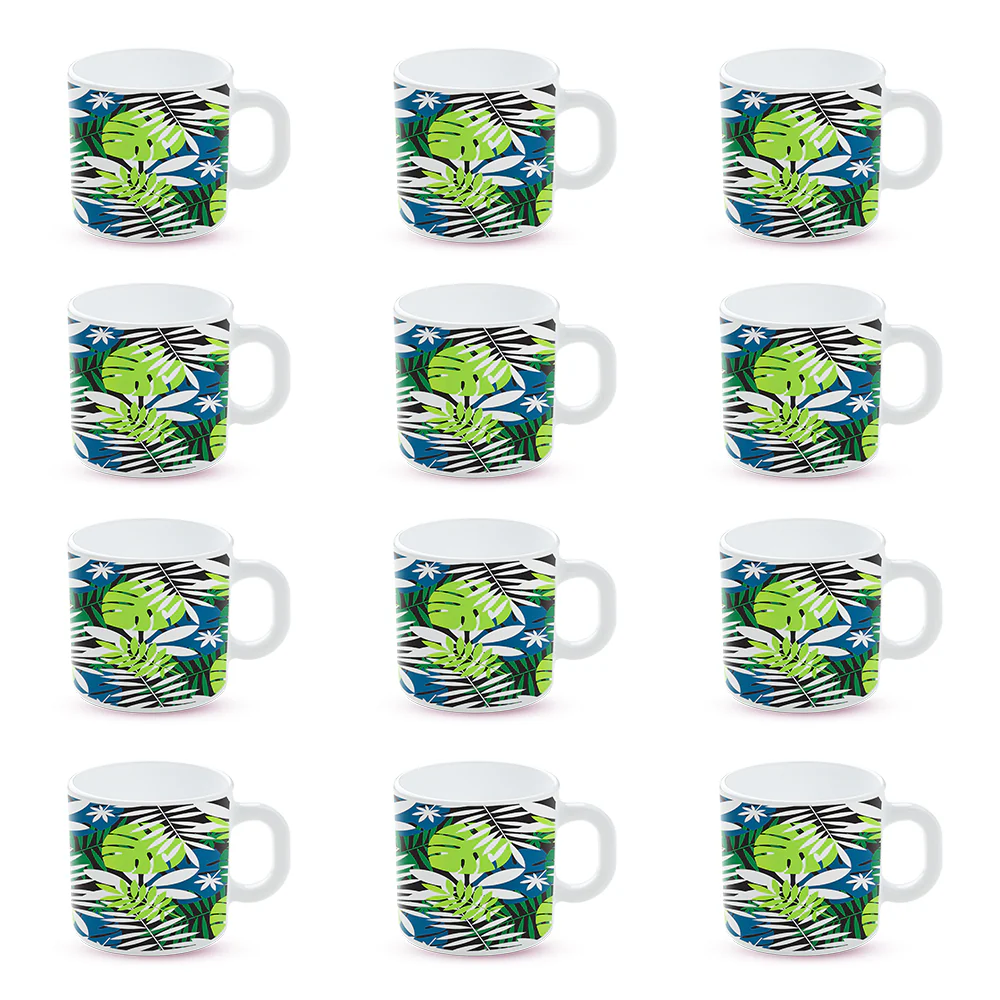 Larah by Borosil Forest Mug Set, 180ml x 12