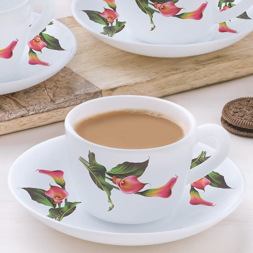 Larah by Borosil Stargazer Cup n Saucer Set, 140ml x 8