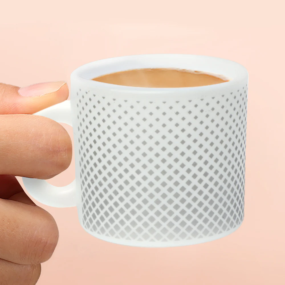 Larah by Borosil Grey Pixel Mug Set, 100ml x 6