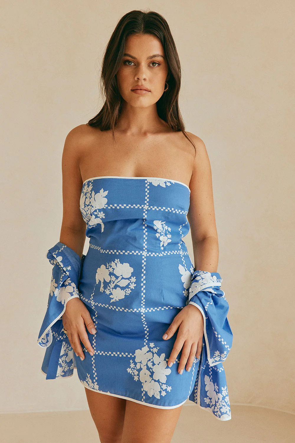 SAMPLE-Amira Dress - Check Flowers