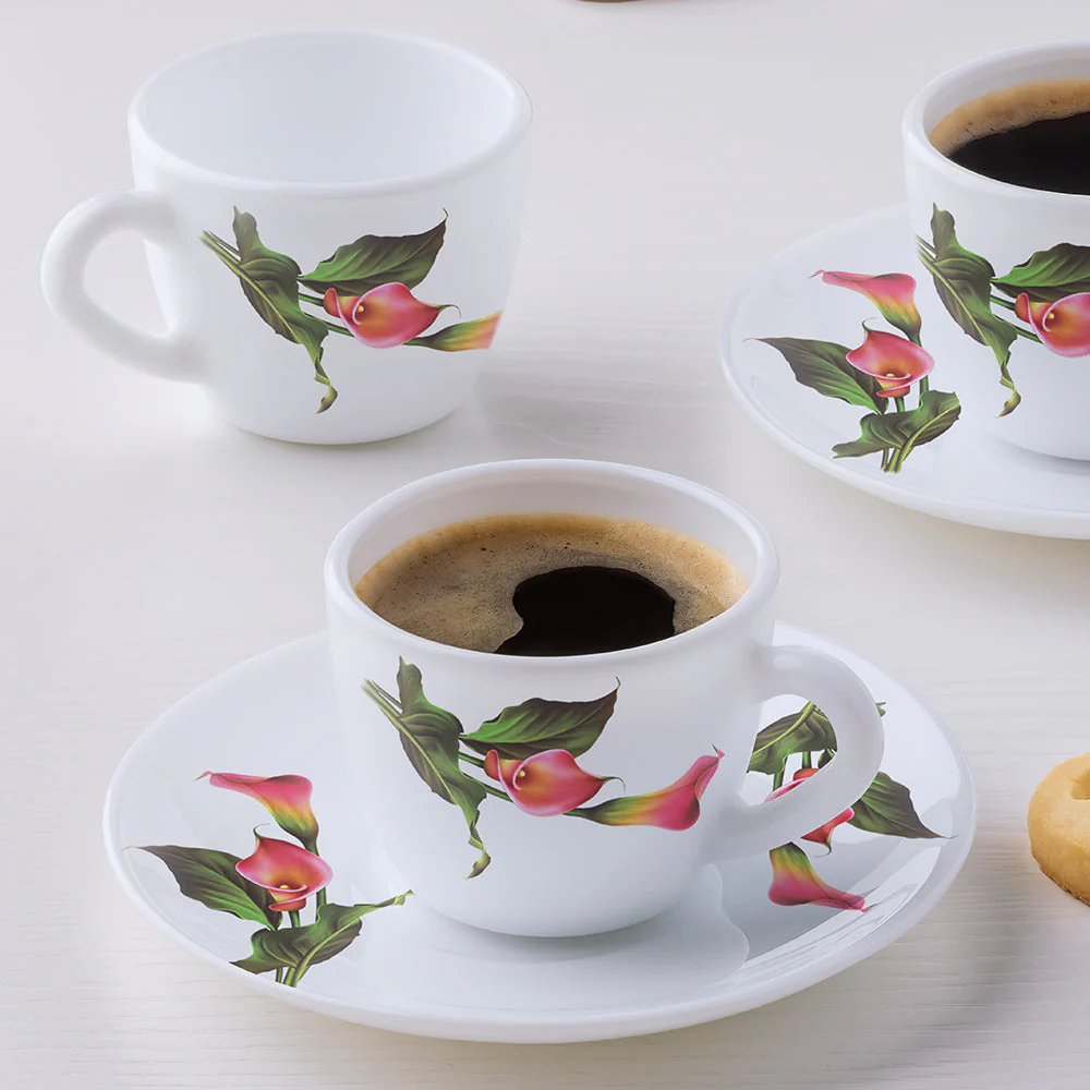 Larah by Borosil Stargazer Cup n Saucer Set, 140ml x 8