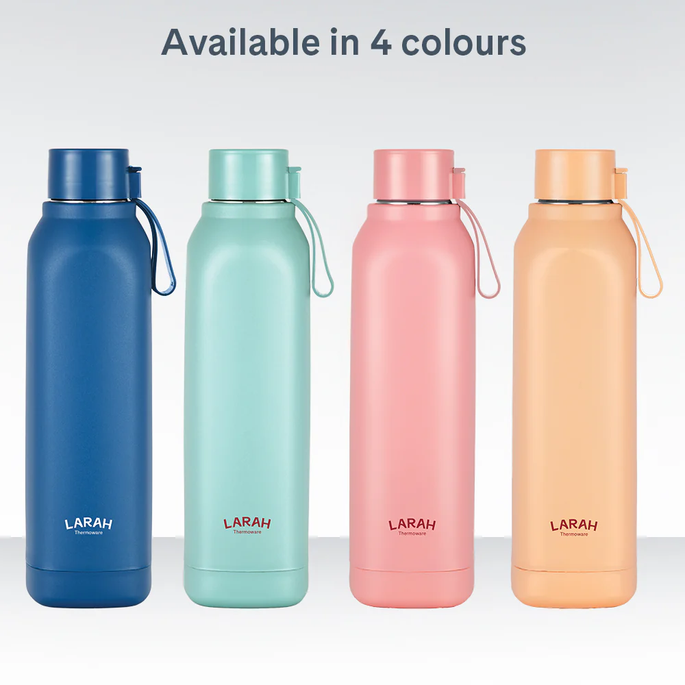 Larah Cube Square PU Thermoware Bottle, 700 ml, Gold