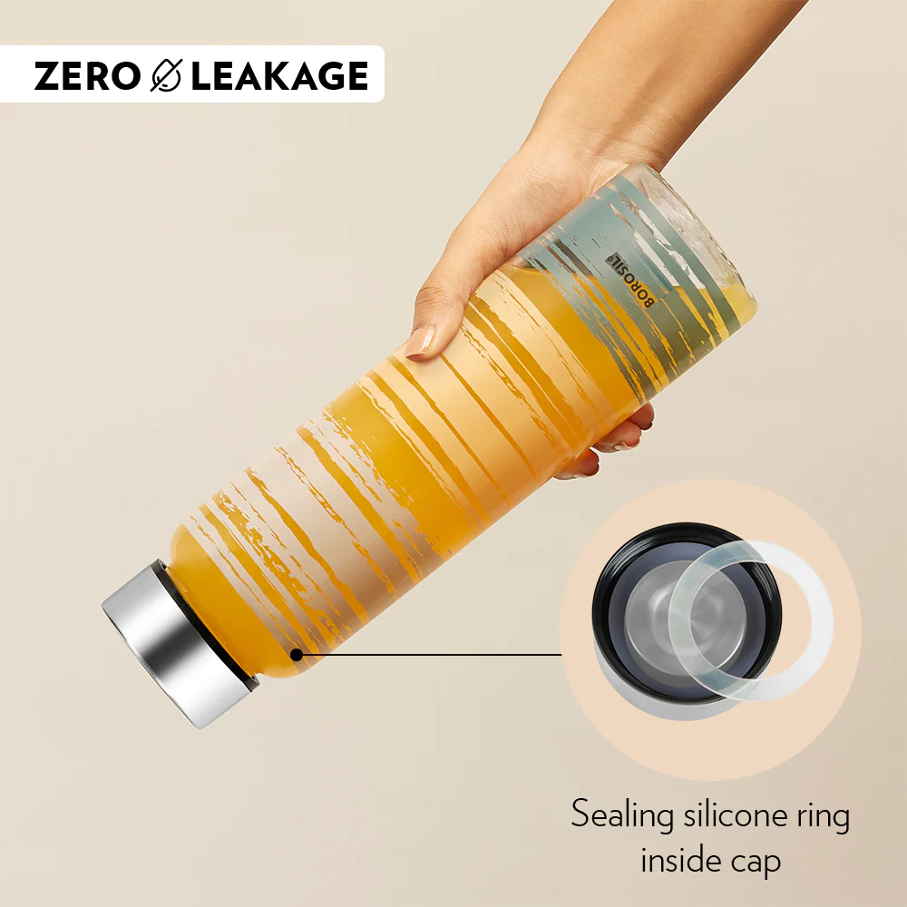 Crysto Wide Mouth Glance Glass Bottle, Silver Lid 1 L