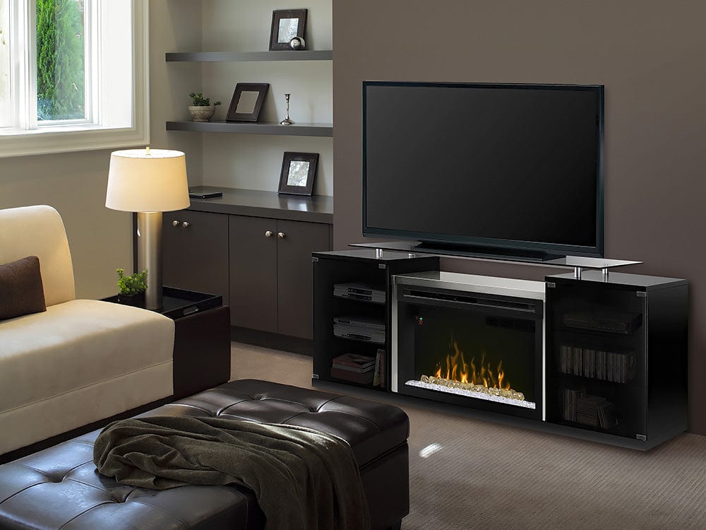 Marana Electric Fireplace Entertainment Center in Black w/ Acrylic Ice