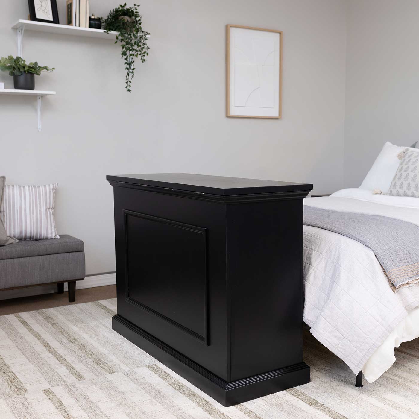 The Elevate 72011 Black Smart TV Lift Cabinet for 50 Inch Flat screen TVs