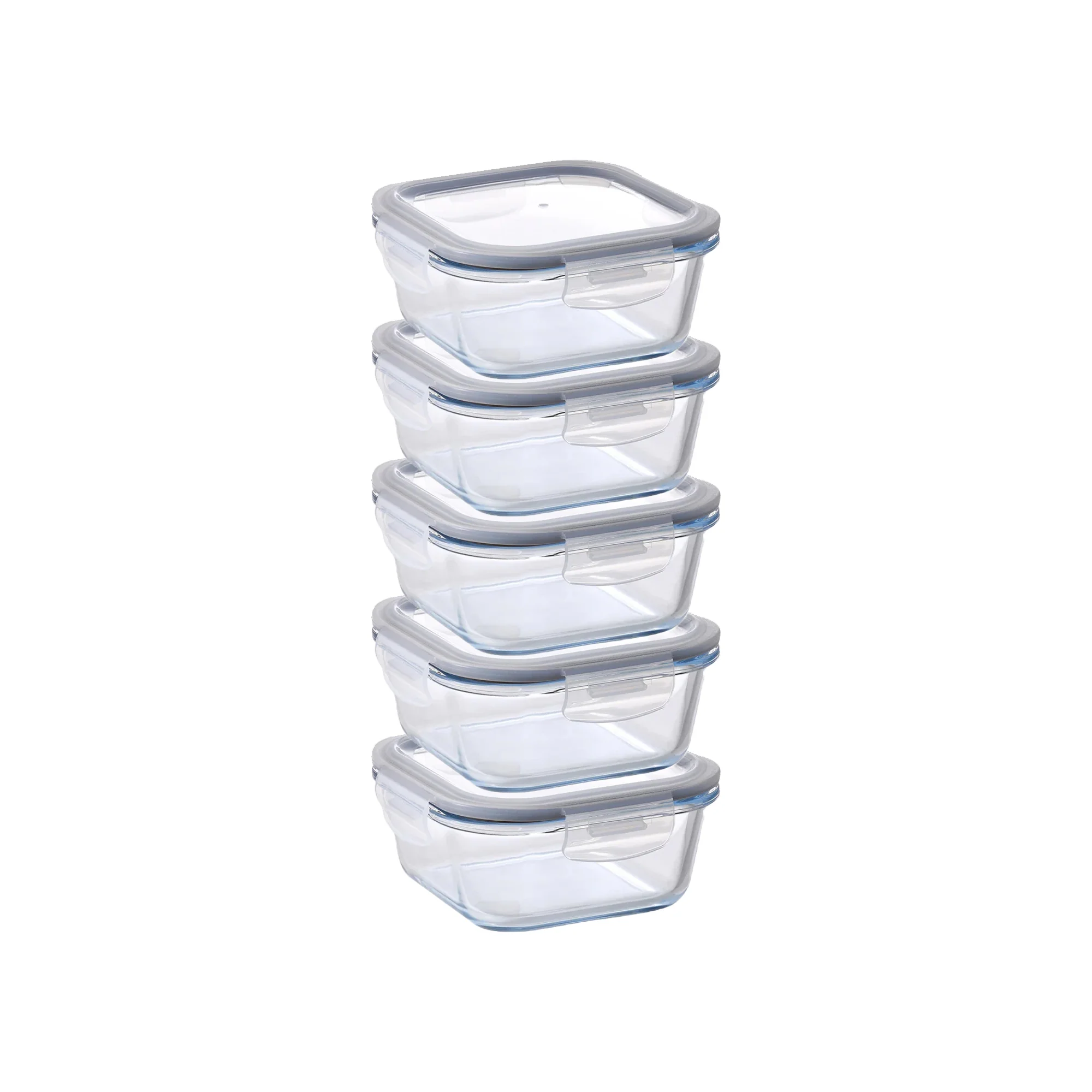 Aqua 5 Piece 800ml Glass Food Storage Container Set Clear