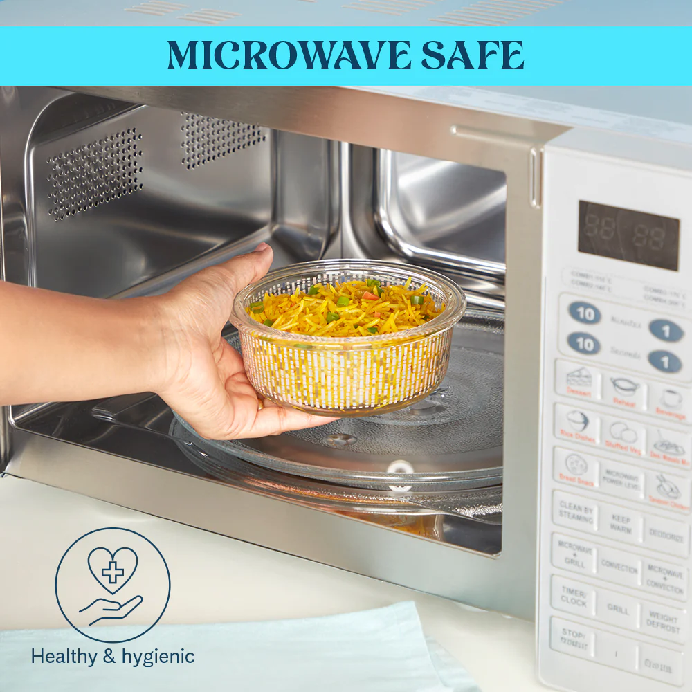 Larah Vogue Glass Lunchbox, Round x 2 (Tall), 400ml x 2