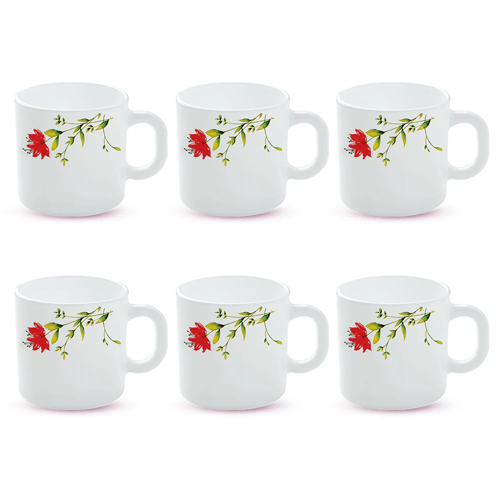 Larah by Borosil Oriental Mug Set, 180ml x 6