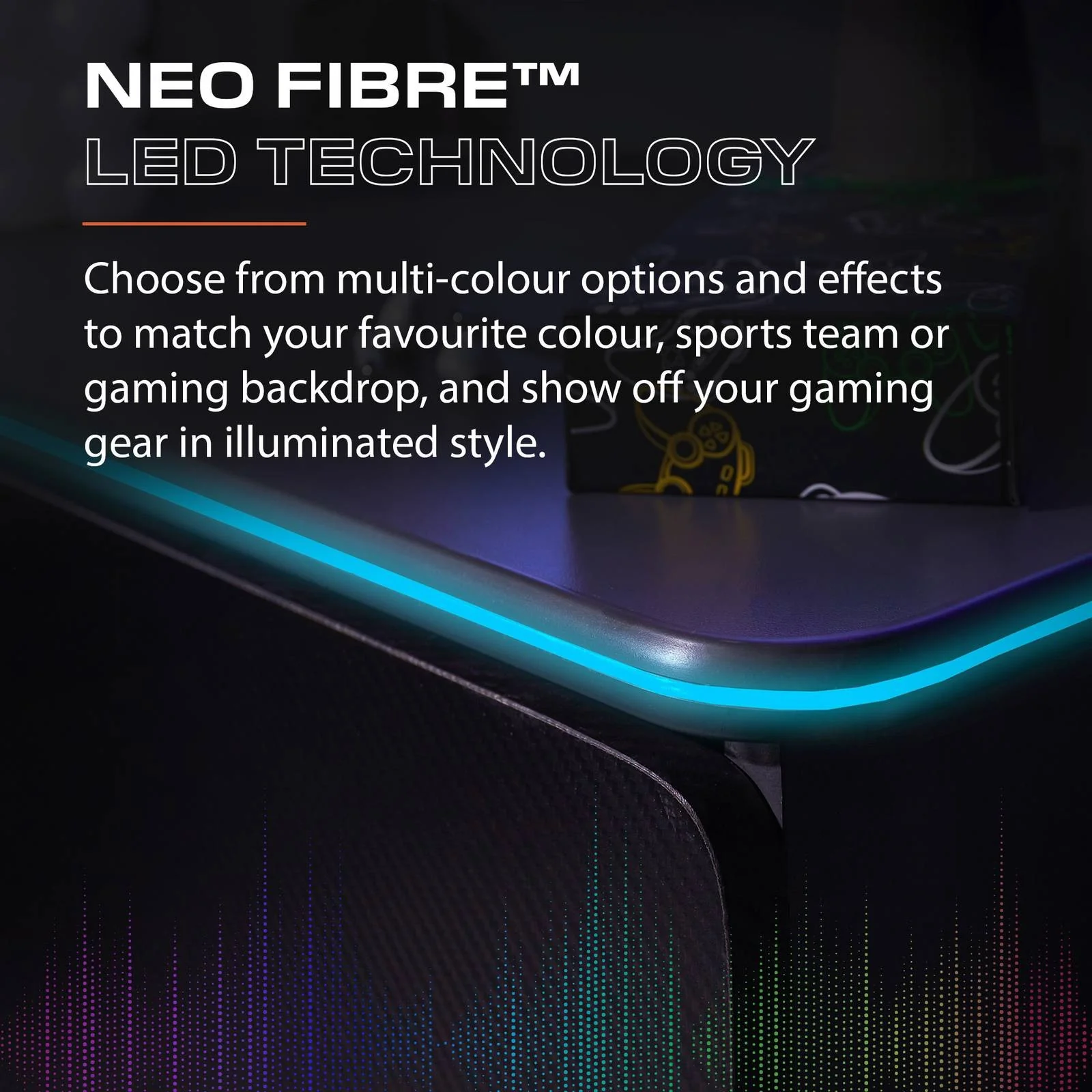 Carbon-Tek LED Chest of 3 Drawers - Grey / Blue RGB