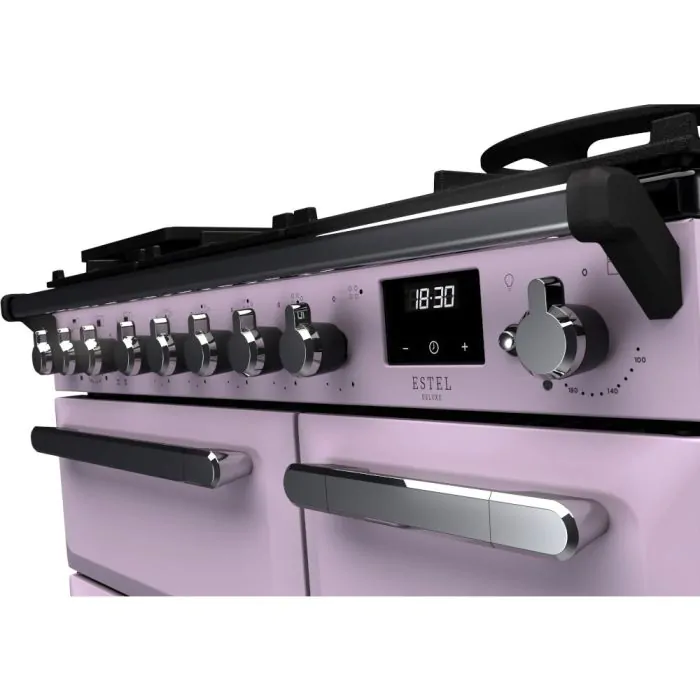 Rangemaster Estel Deluxe 90cm Dual Fuel Range Cooker | Heather/Chrome | ESDL90DFPHTH/CM1