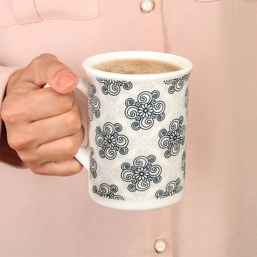 Larah By Borosil Kuba Grey Mug Set, 350ml x 2