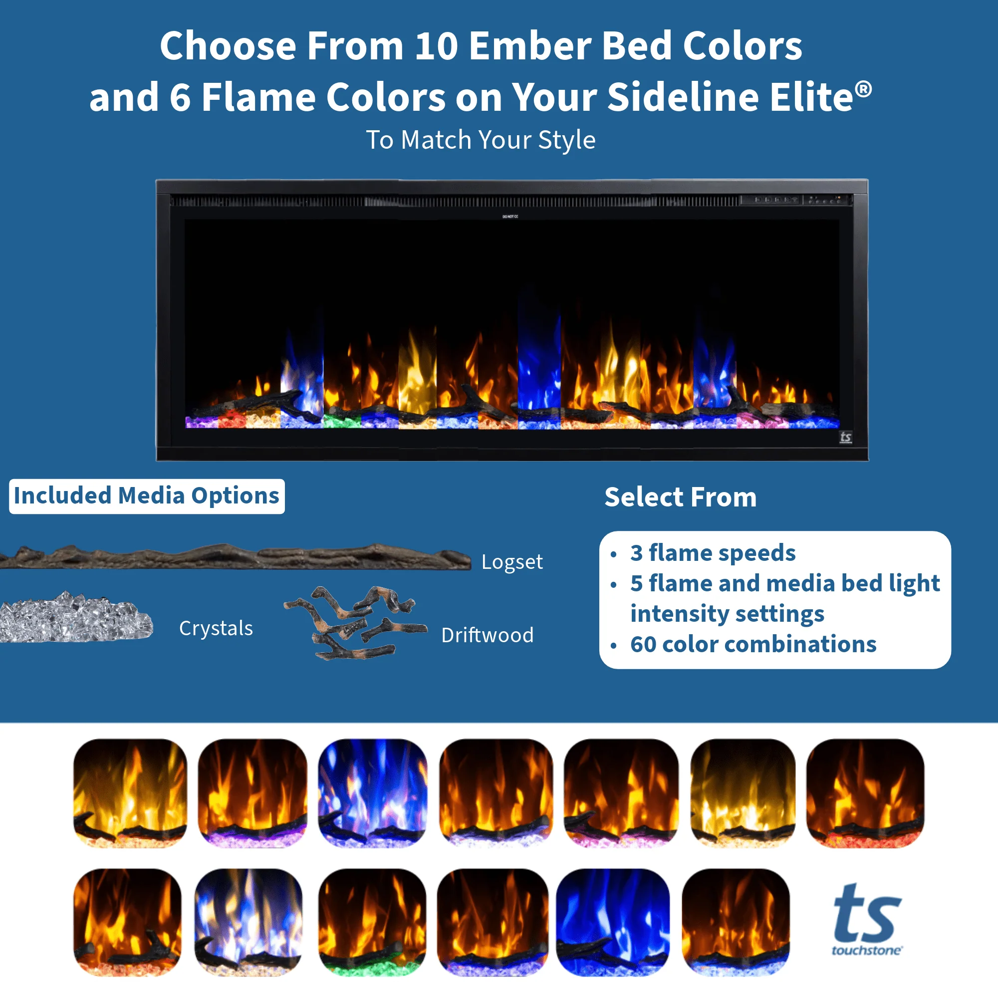 Sideline Elite 42 Inch Recessed Smart Electric Fireplace 80042