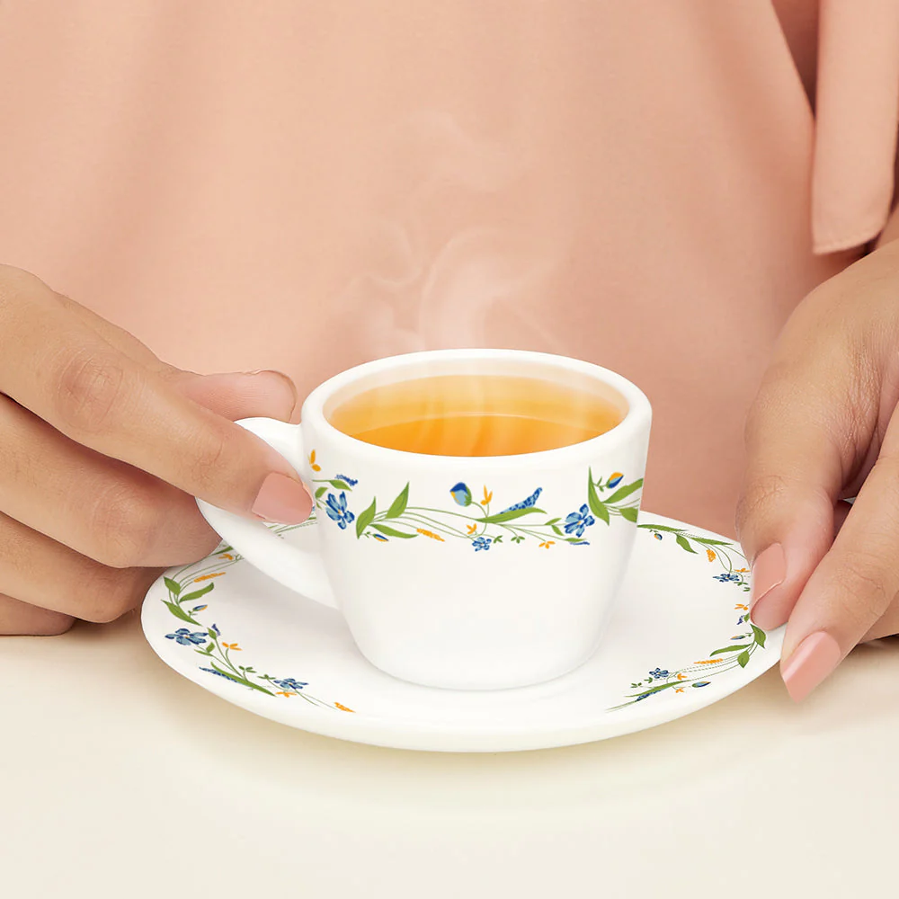 Larah by Borosil Cripper Cup n Saucer Set, 140ml x 8