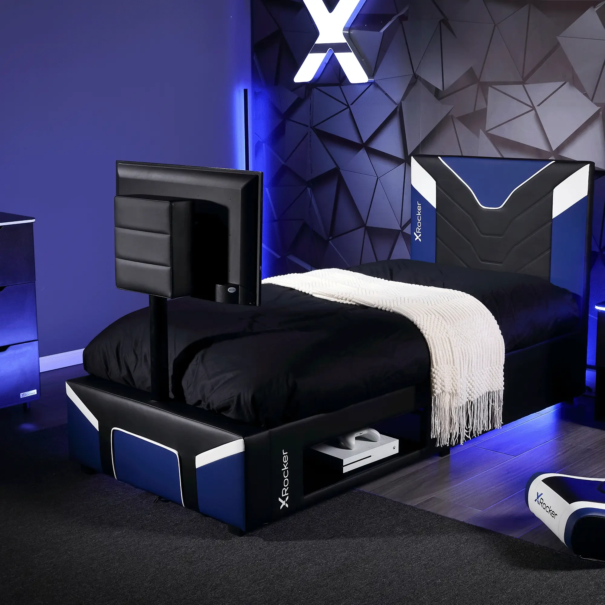 Cerberus Twist Single TV Gaming Bed - Blue