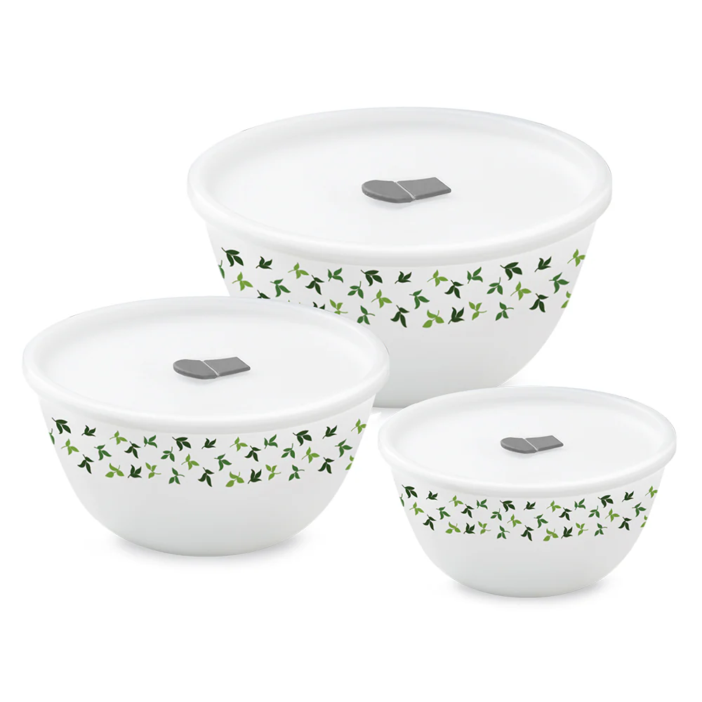 Larah by Borosil Sage 4 pc Mixing Bowl, 500 ml + 1 L + 1.5 L