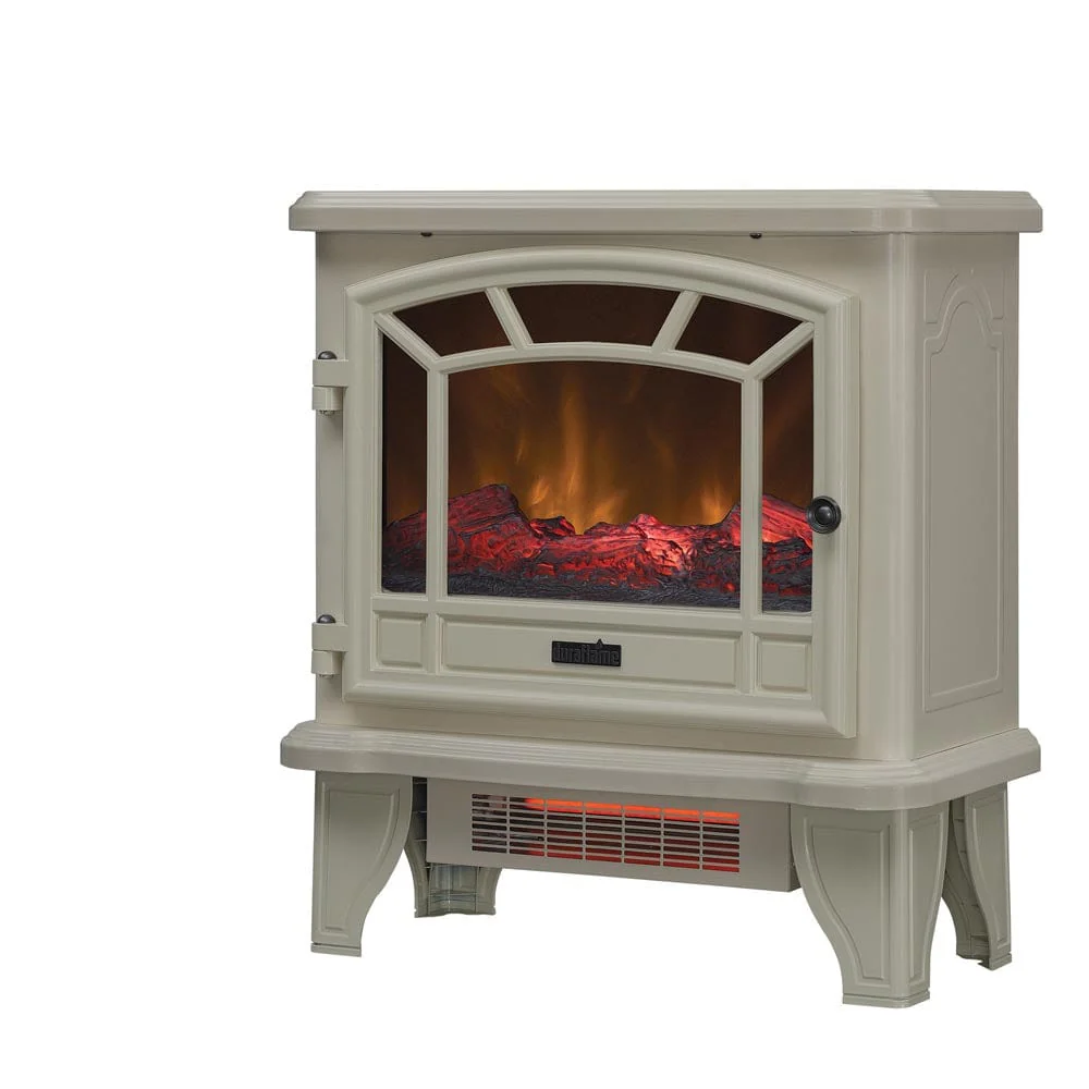 Duraflame 550 Cream Infrared Freestanding Electric Fireplace Stove with Remote Control
