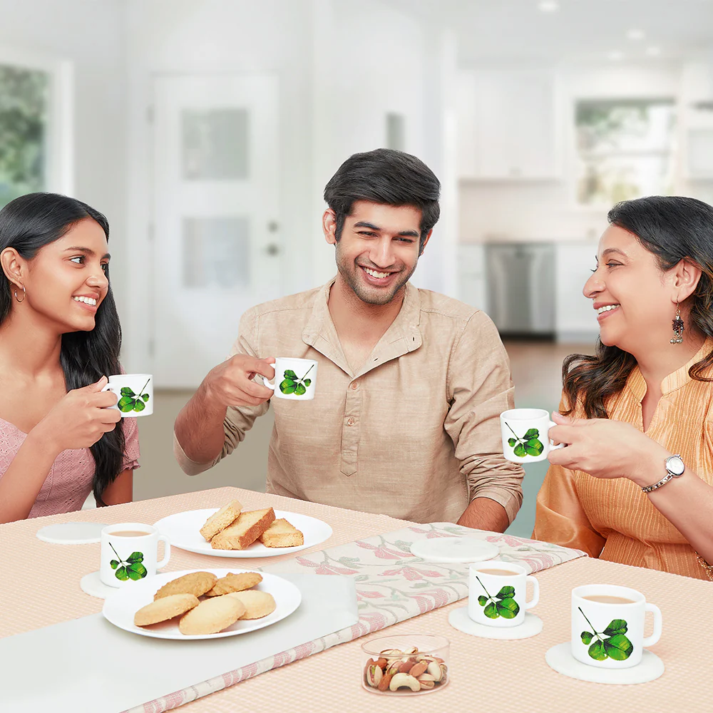 Larah by Borosil Oval Mug Set, 100ml x 6