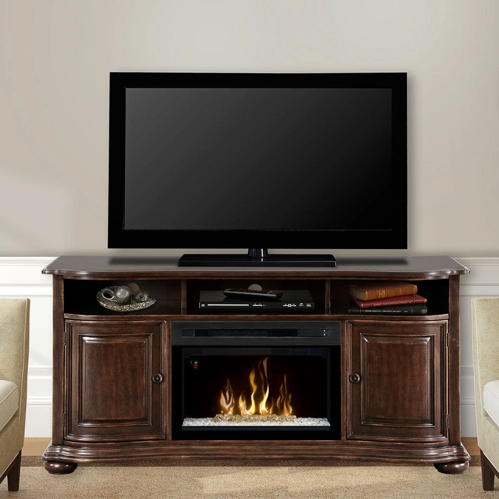 Henderson Distressed Cherry Electric Fireplace Entertainment Center w/ Glass