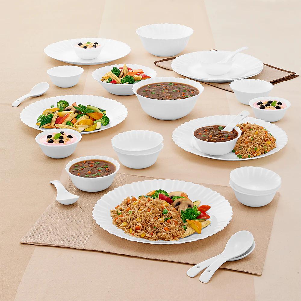 Larah by Borosil, Brand Logo Dinner Set, 27 pc