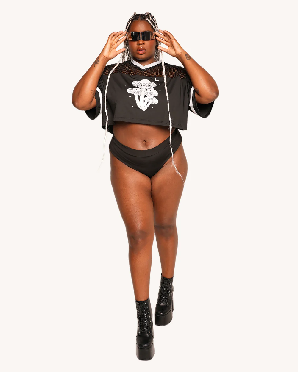 Mushroom Silver Reflective Cropped Football Jersey