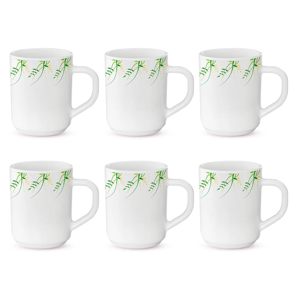 Larah by Borosil Green Herbs Mug Set, 100ml x 6