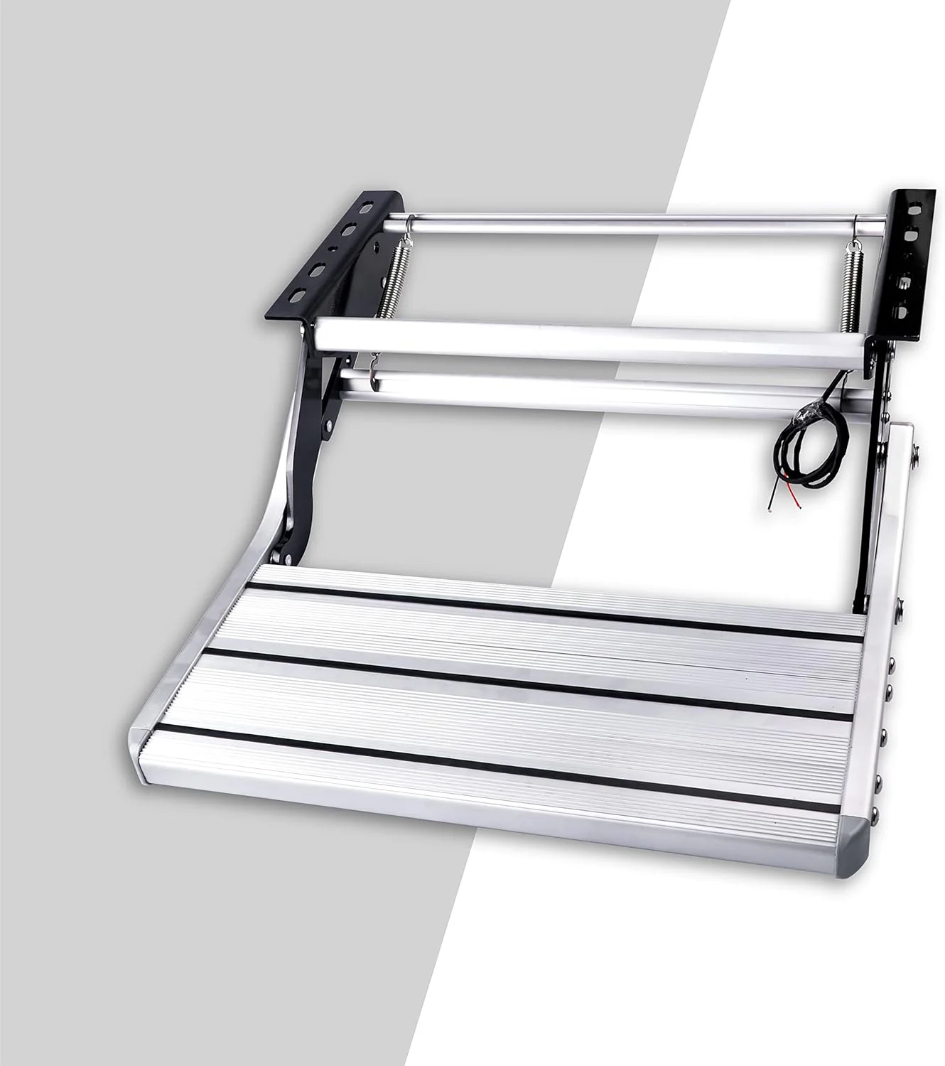 Manual Folding Aluminum Step Ladder with LED Light for RVs and Campers