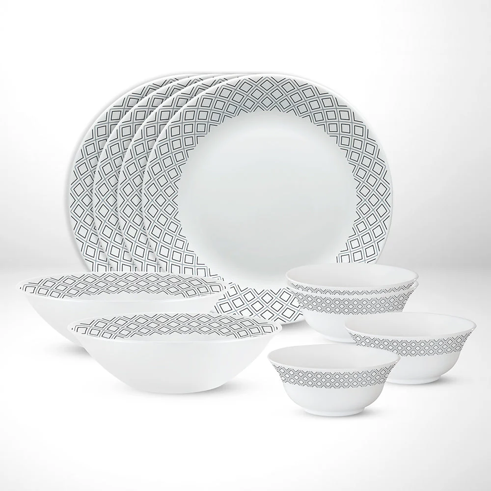 Larah by Borosil Cone Black Grey Dinner Set, 13 pc