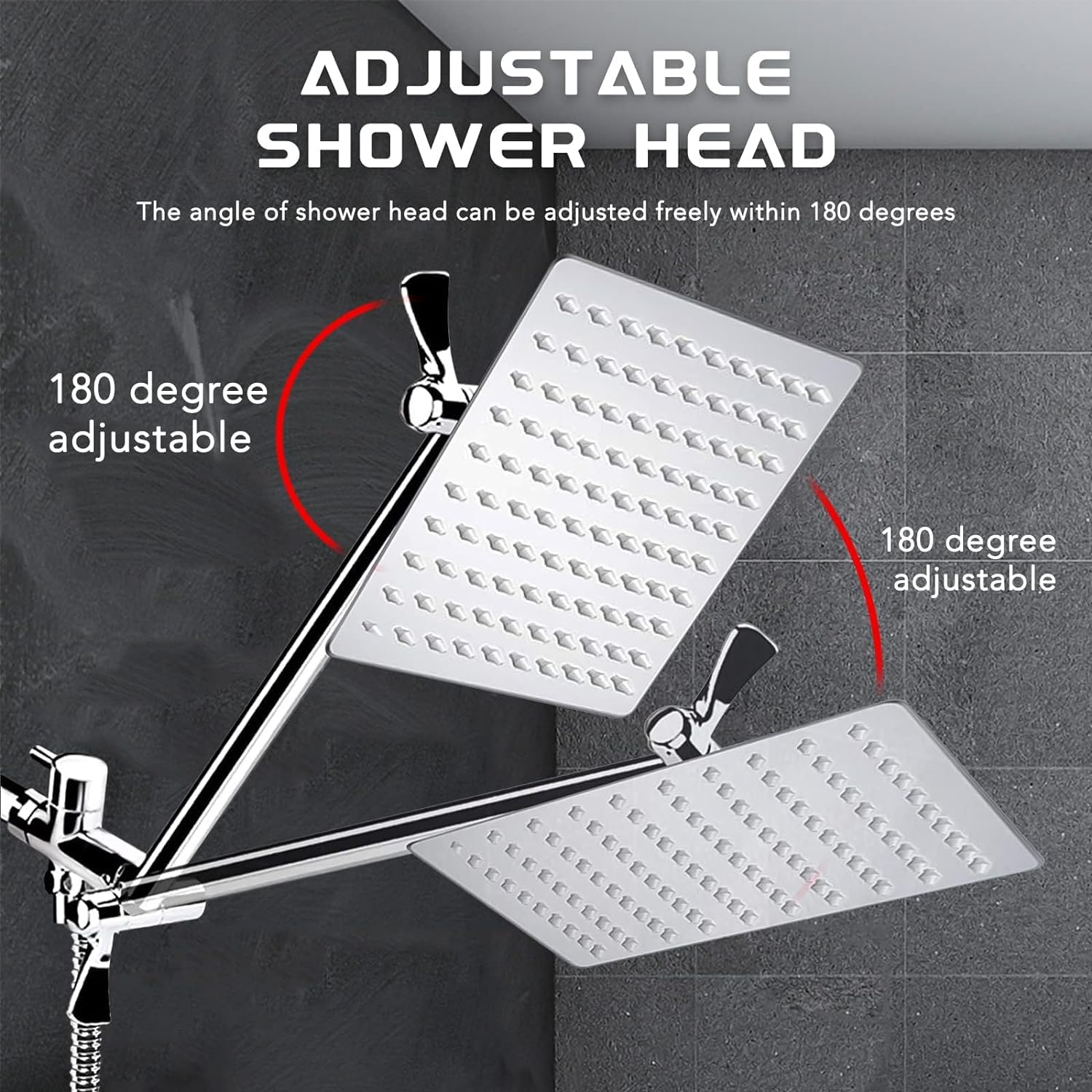 10'' Rainfall Shower Head with Handheld Combo, 8+2 Mode, 11'' Adjustable Extension Arm, 100 Self-Cleaning Nozzles