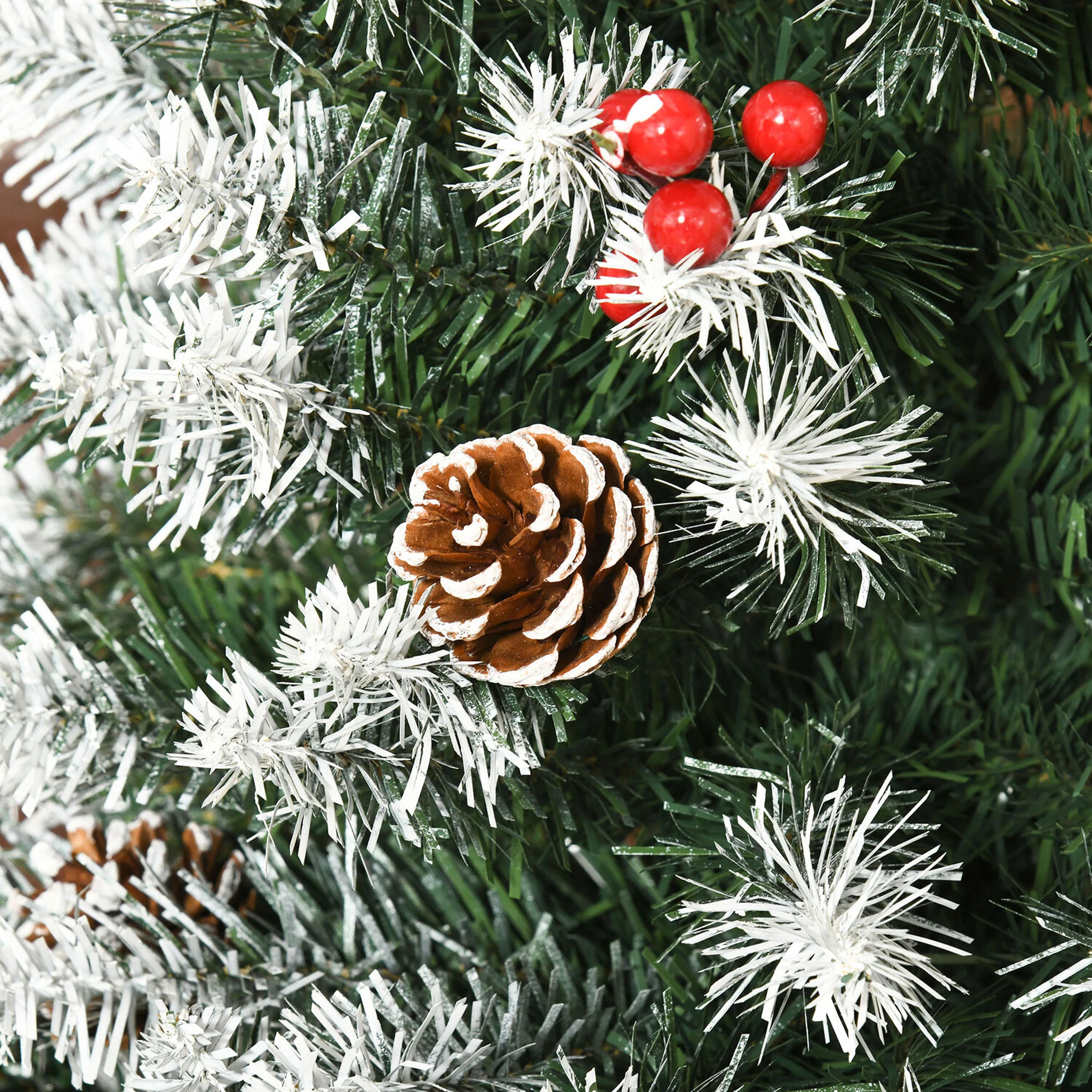 Neo Christmas Tree Artificial 7-Foot Flocked Pine Cone Red Berries