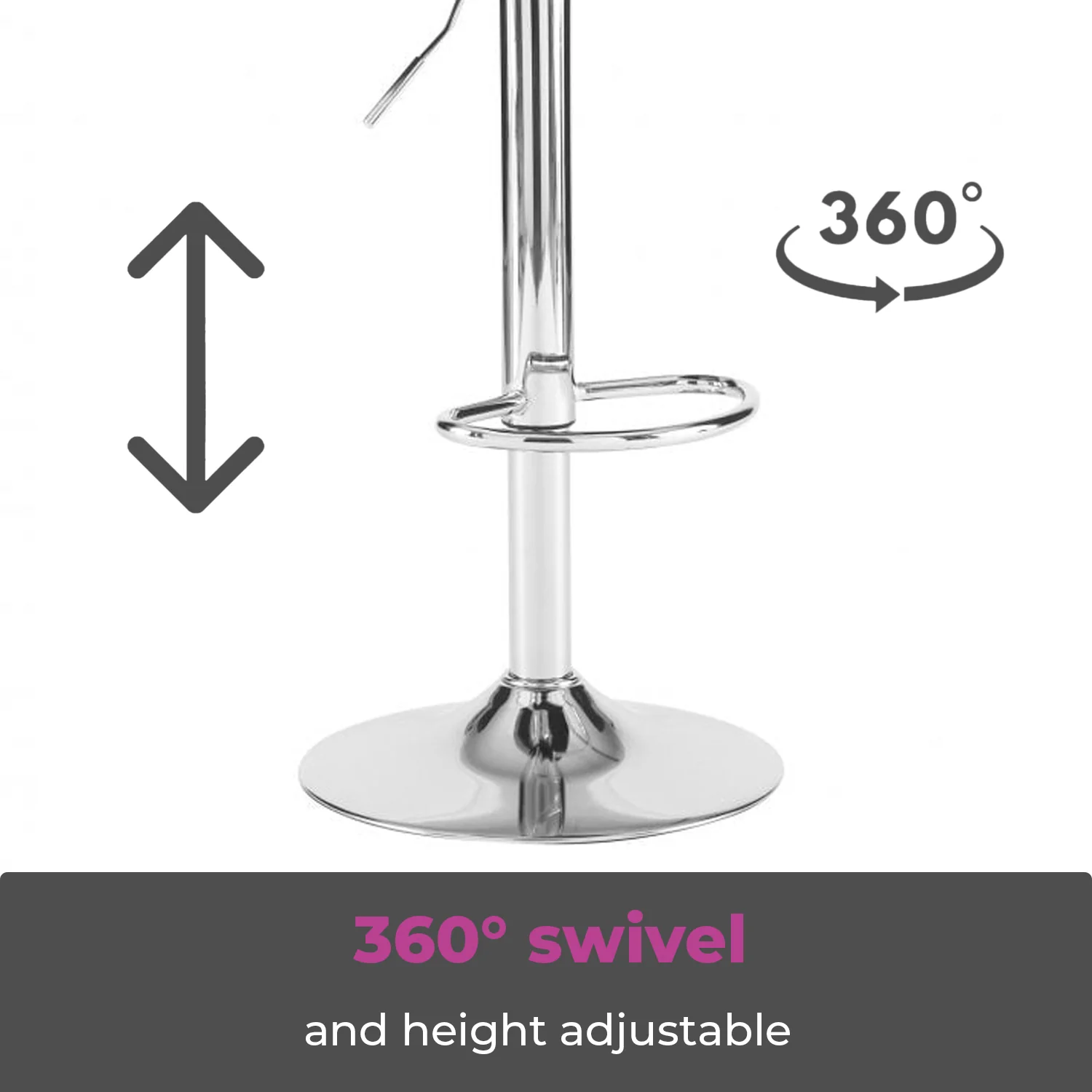 Neo Bar Stool Dark Grey Fabric & Polished Steel Frame Set of Two