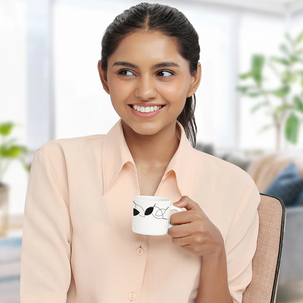 Larah by Borosil Shadow Mug Set, 100ml x 6