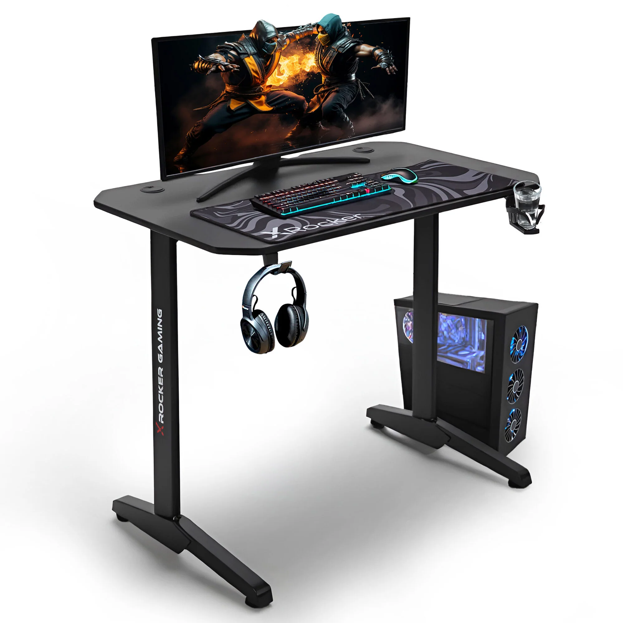 Panther 100cm Gaming Desk with Mousepad - Carbon Black