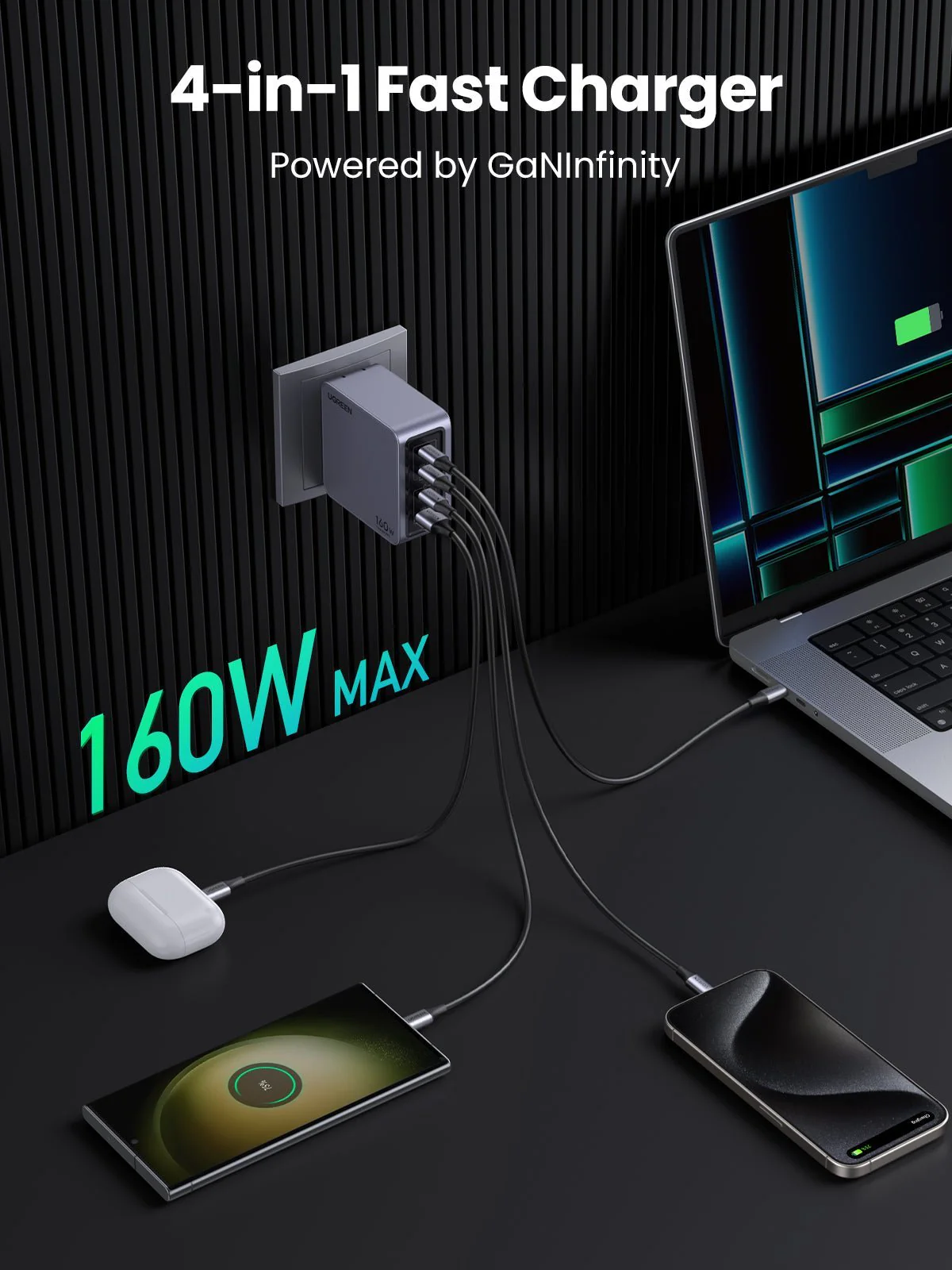 UGREEN Nexode Pro 160W 4-Port GaN Fast iphone Charger
