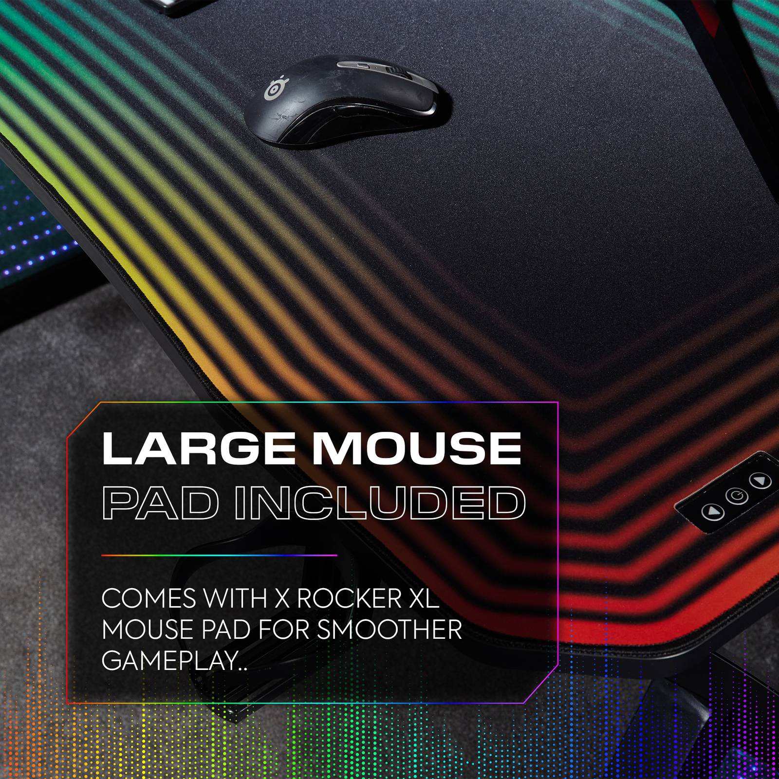 Infinity RGB 140cm App-Controlled LED Gaming Desk with Full Mousepad - Carbon Black