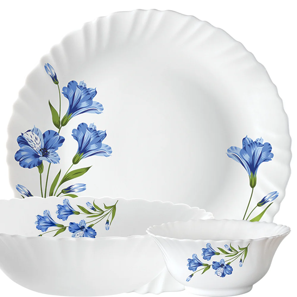 Larah by Borosil, Marina Blue Dinner Set, 10 pc